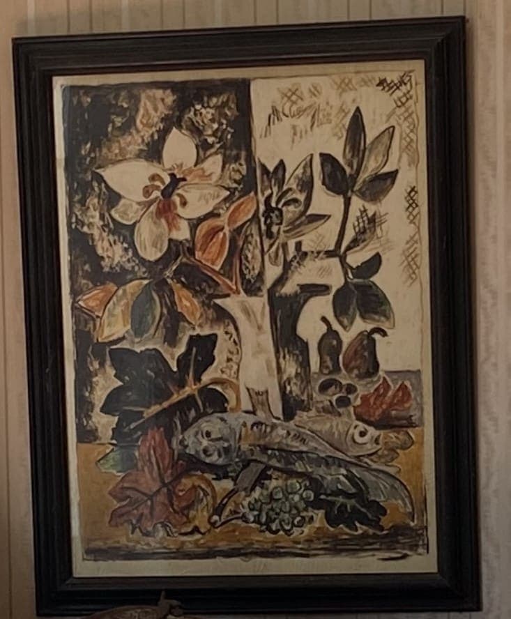 Estimation de la Peinture: Nature Morte aux Poissons sur Calque, Monogramme