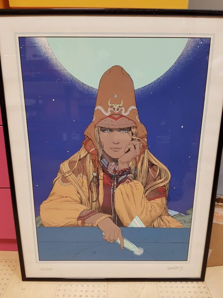Estimation du prix d’une lithographie signée et numérotée de Jean Giraud, également connu sous les pseudonymes Moebius et Gir, célèbre artiste et scénariste français.