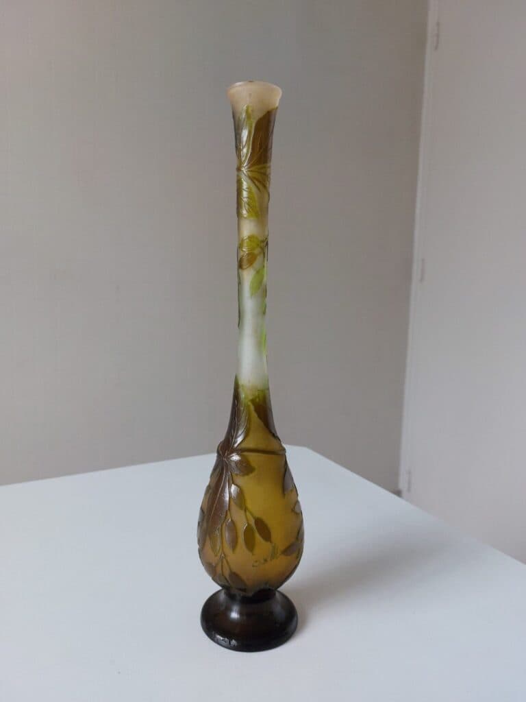 Estimation Vase Galle Emile, Lalique – Soliflore Décor Olives 1902 – Très Bon Etat
