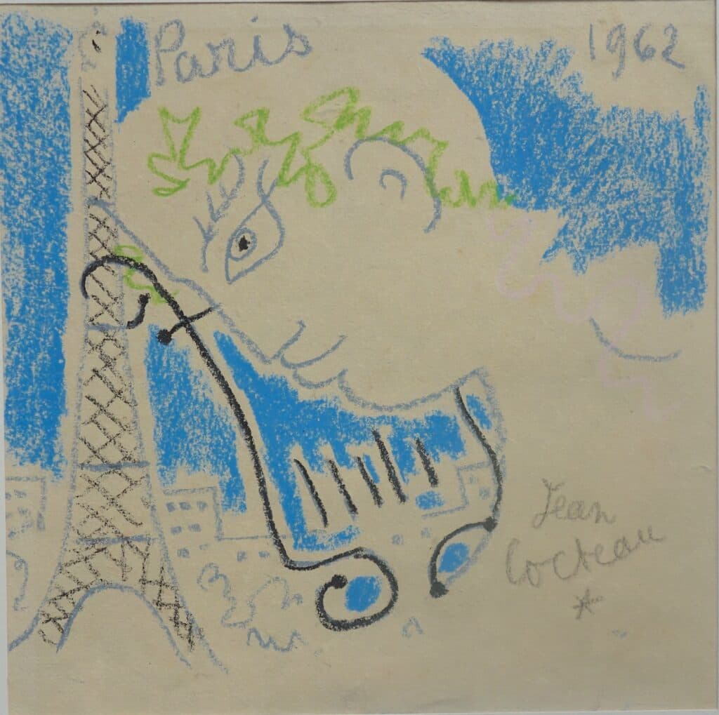 Dessin “Orphée à la lyre et Tour Eiffel” de Jean Cocteau : Vente et estimation Dessin “Orphée à la lyre et Tour Eiffel” de Jean Cocteau : Vente et estimation