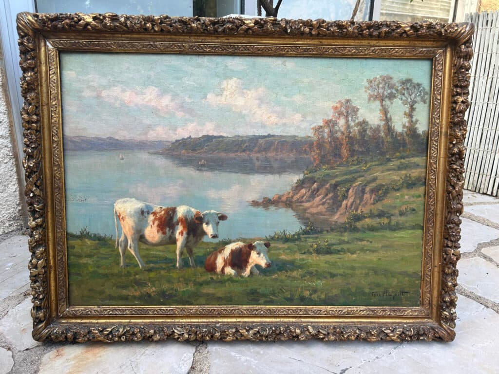 Estimation de peintures paysagères et animalières signées Félix Planquette