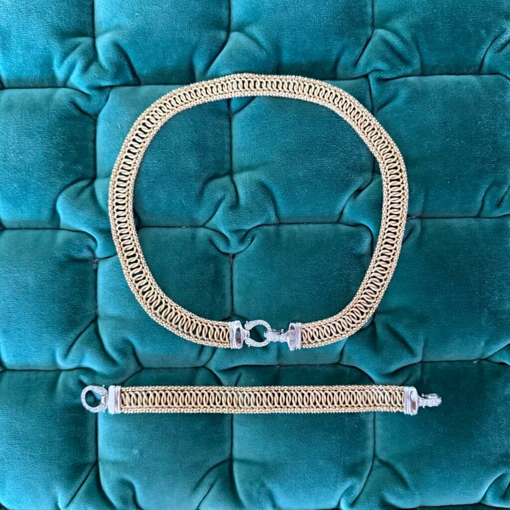 Estimation d’une parure collier et bracelet en or avec brillants Estimation d’une parure collier et bracelet en or avec brillants