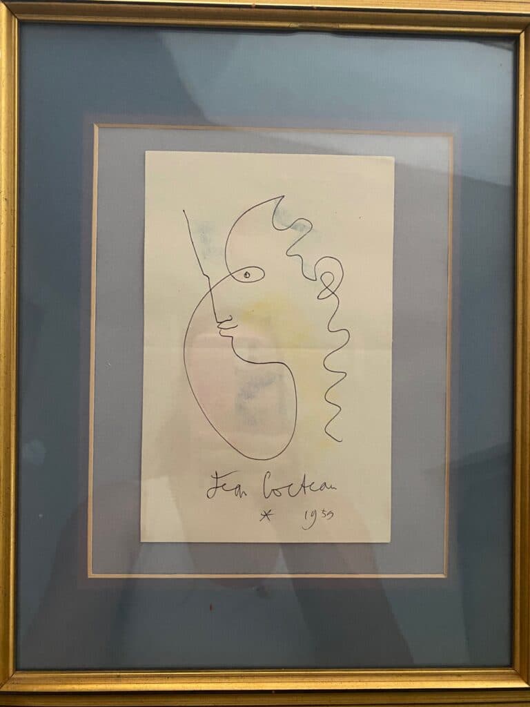 Dessin de Jean Cocteau 1959 : Profil en courbes signé et authentifié Dessin de Jean Cocteau 1959 : Profil en courbes signé et authentifié